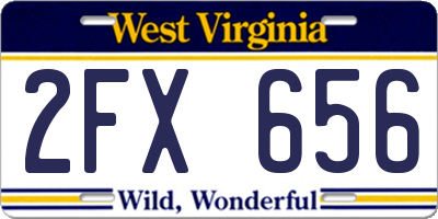 WV license plate 2FX656