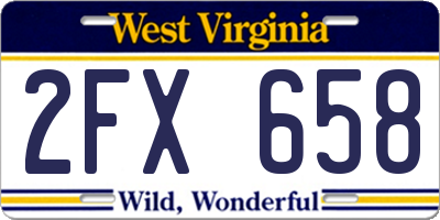 WV license plate 2FX658