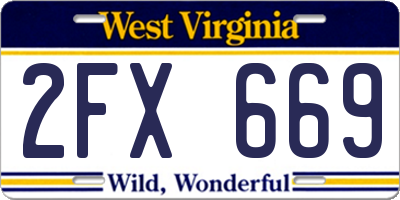 WV license plate 2FX669