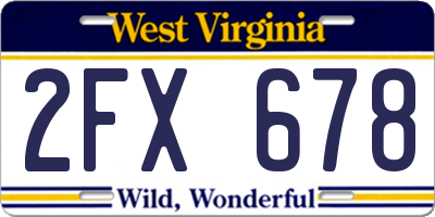 WV license plate 2FX678