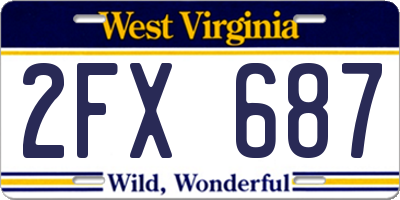 WV license plate 2FX687