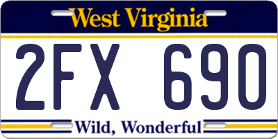 WV license plate 2FX690