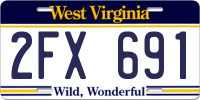 WV license plate 2FX691