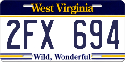 WV license plate 2FX694