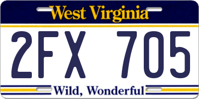 WV license plate 2FX705