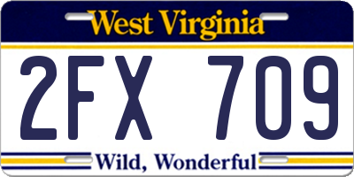 WV license plate 2FX709
