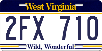 WV license plate 2FX710