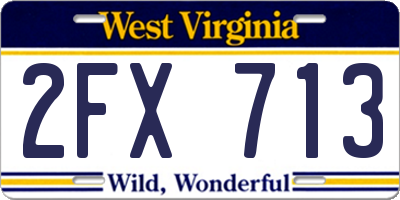 WV license plate 2FX713