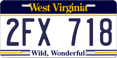WV license plate 2FX718