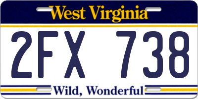 WV license plate 2FX738