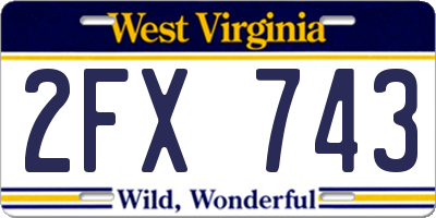 WV license plate 2FX743