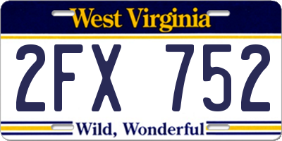 WV license plate 2FX752