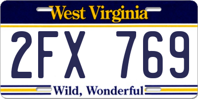 WV license plate 2FX769