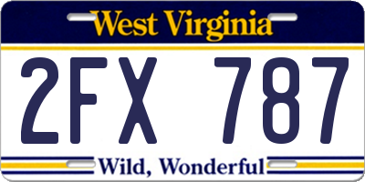 WV license plate 2FX787