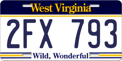 WV license plate 2FX793