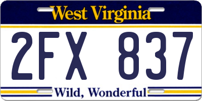 WV license plate 2FX837