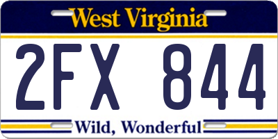 WV license plate 2FX844