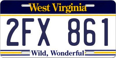 WV license plate 2FX861
