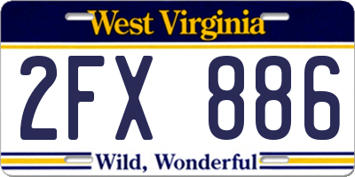 WV license plate 2FX886