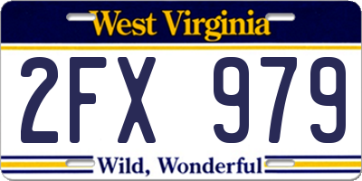 WV license plate 2FX979