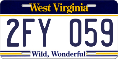 WV license plate 2FY059