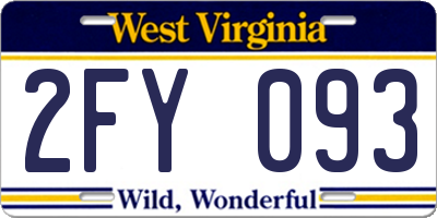 WV license plate 2FY093