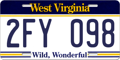 WV license plate 2FY098