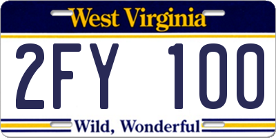 WV license plate 2FY100