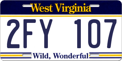 WV license plate 2FY107