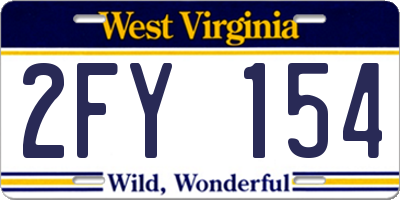 WV license plate 2FY154