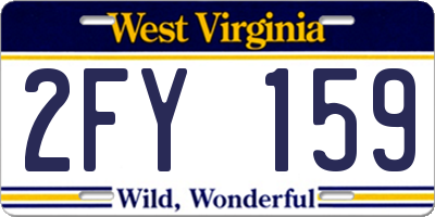 WV license plate 2FY159