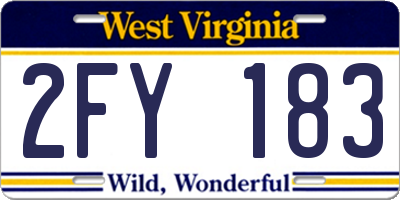 WV license plate 2FY183