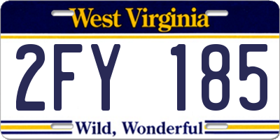 WV license plate 2FY185