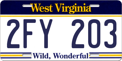 WV license plate 2FY203