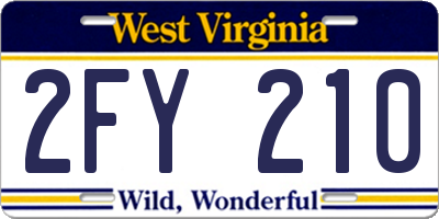 WV license plate 2FY210
