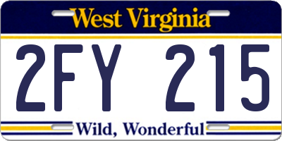 WV license plate 2FY215