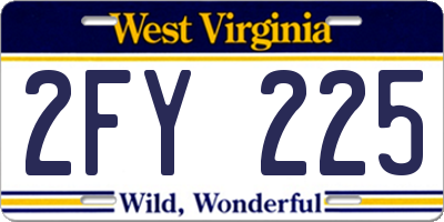 WV license plate 2FY225