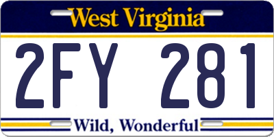 WV license plate 2FY281