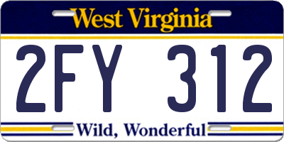 WV license plate 2FY312