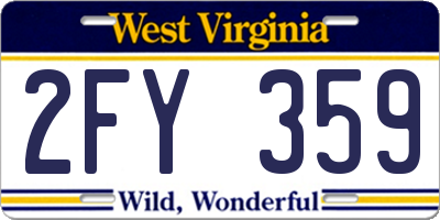 WV license plate 2FY359