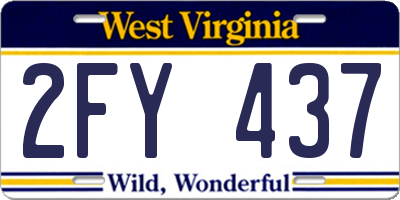 WV license plate 2FY437