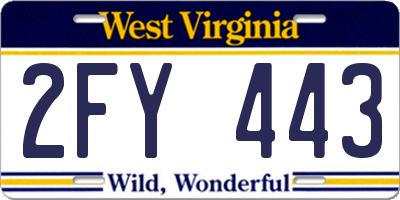 WV license plate 2FY443