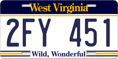 WV license plate 2FY451