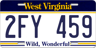 WV license plate 2FY459