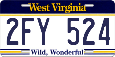 WV license plate 2FY524