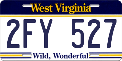 WV license plate 2FY527