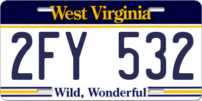 WV license plate 2FY532