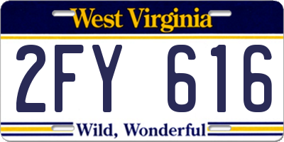 WV license plate 2FY616