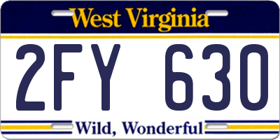 WV license plate 2FY630