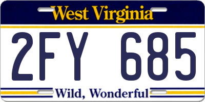 WV license plate 2FY685